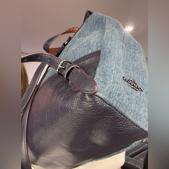 Coach Denim Turnlock backpack Gunmetal Rivets  Navy leather - Picture 17 of 17